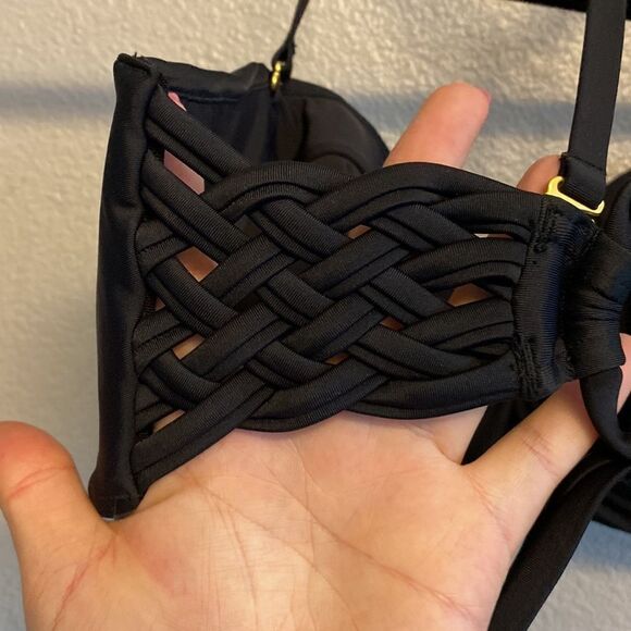 NWT- Swiminista Black ”JOY” bikini braided top with gold hardware- Size Small - Picture 6 of 14